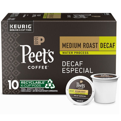 Peet's Coffee Decaf Especial Medium Roast Coffee K Cup Pods - 10 Count - Image 1