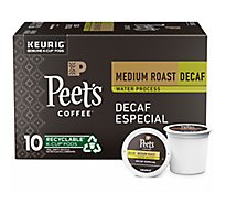 Peet's Coffee Decaf Especial Medium Roast Coffee K Cup Pods - 10 Count