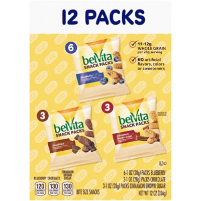 belVita Snacks Bite Blueberry Chocolate Cinnamon Brown Sugar 12 Count - 12 Oz - Image 2