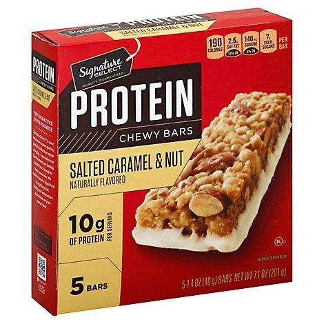 Signature Select Bars Protein Chewy Salted Caramel & Nut - 7.1 Oz