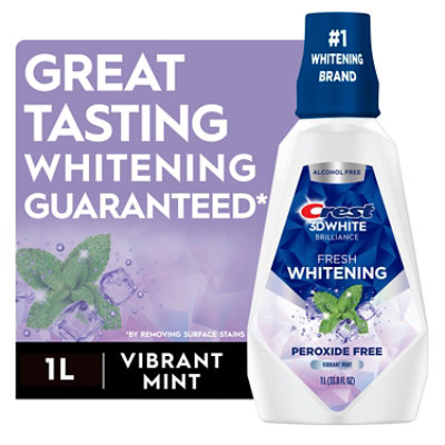 Crest 3D White Brilliance Alcohol Free Clean Mint Whitening Mouthwash - 33.8 Fl. Oz. - Image 1