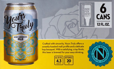 Ninkasi Yours Truly Easy Drinking Ale In Bottles - 6-12 Fl. Oz. - Image 2
