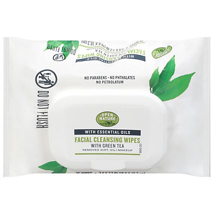 Open Nature Facial Cleansing Wipes With Green Tea Essential Oils - 25 Count - Image 3