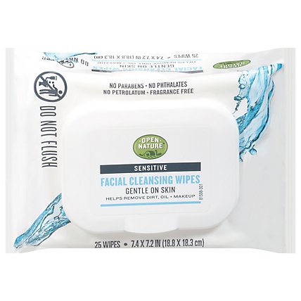 Open Nature Facial Cleansing Wipes Sensitive Gentle On Skin - 25 Count - Image 3