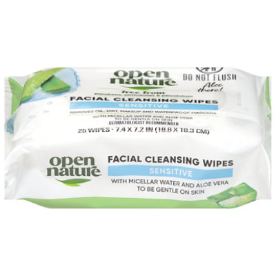 Open Nature Facial Cleansing Wipes Sensitive Gentle On Skin - 25 Count - Image 4