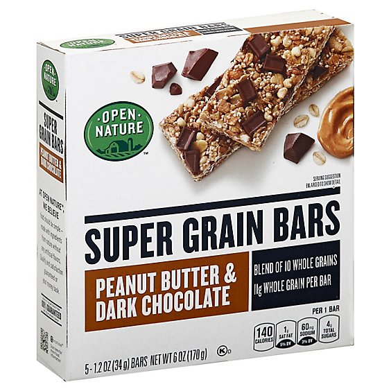Open Nature Bars Super Grain Peanut Butter Dark Chocolate - 6 Oz