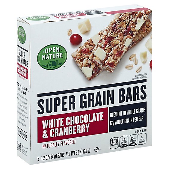 Open Nature Bars Super Grain White Chocolate & Cranberry - 6 Oz