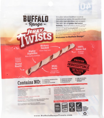 Buffalo Range Dog Treats All Natural Buffalo Rawhides Jerky Twists Bag 36 Count 10.25 Oz shaws