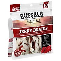 Buffalo Range Dog Treats All Natural Buffalo Rawhides Jerky Braids Bag 10 Count - 9.25 Oz - Image 1