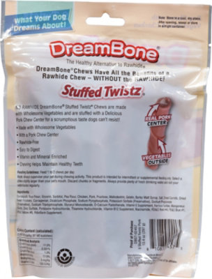 DreamBone Stuffed Twistz Vegetable, Chicken & Pork Rawhide-Free Dog Chews 9 Count Bag - 10.6 Oz - Image 4