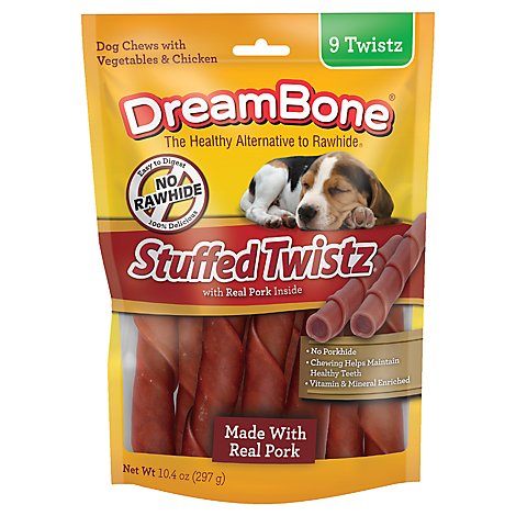 DreamBone Dog Chews Vegetable & Chicken Stuffed Twistz 9 Count - 10.6 Oz