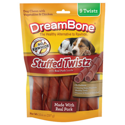 DreamBone Stuffed Twistz Vegetable, Chicken & Pork Rawhide-Free Dog Chews 9 Count Bag - 10.6 Oz - Image 1