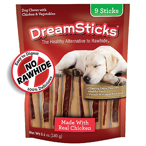 DreamBone DreamSticks With Real Chicken Rawhide-Free Chews For Dogs 9 Count Bag - 6.4 Oz