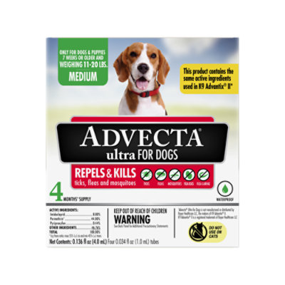 Advecta 3 For Dogs Flea & Tick Treatment Medium Dog 11 to 20 Lbs - 4 Count