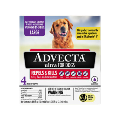  Advecta 3 For Dogs Flea & Tick Treatment Large Dog 21 to 55 Lbs - 4 Count 