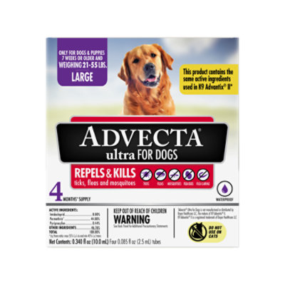 Advecta 3 For Dogs Flea & Tick Treatment Large Dog 21 to 55 Lbs - 4 Count