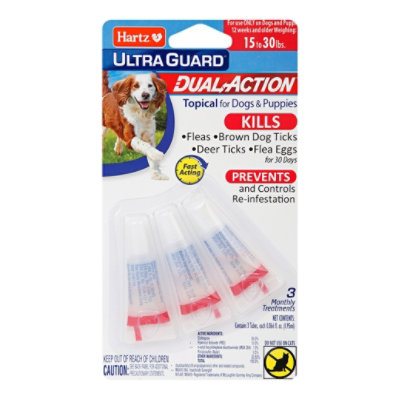 Hartz UltraGuard Topical For Dog & Puppies Dual Action 15 to 30 Lbs Blister Pack - 3 Count - Image 2