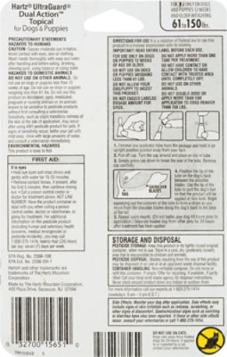 Hartz UltraGuard Topical For Dog & Puppies Dual Action 61 to 150 Lbs Blister Pack - 3 Count - Image 4