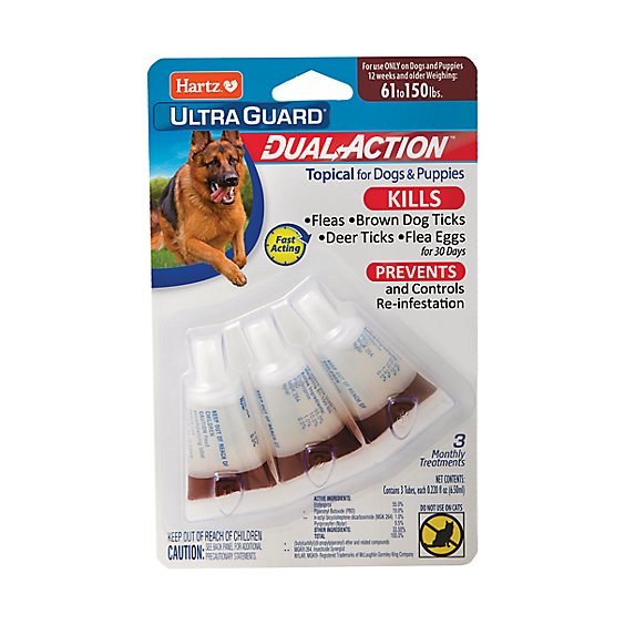 Hartz UltraGuard Topical For Dog & Puppies Dual Action 61 to 150 Lbs Blister Pack - 3 Count