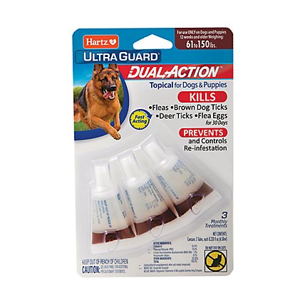 Hartz UltraGuard Topical For Dog & Puppies Dual Action 61 to 150 Lbs Blister Pack - 3 Count - Image 1
