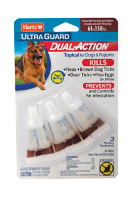 Hartz UltraGuard Topical For Dog & Puppies Dual Action 61 to 150 Lbs Blister Pack - 3 Count