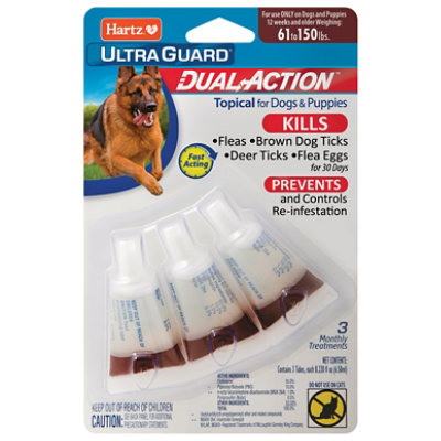 Hartz UltraGuard Topical For Dog & Puppies Dual Action 61 to 150 Lbs Blister Pack - 3 Count - Image 1