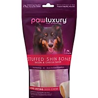 Pawluxury Dog Chew Long Lasting Stuffed Shin Bone Bacon & Cheese Flavor Recipe Pouch - Each - Image 2