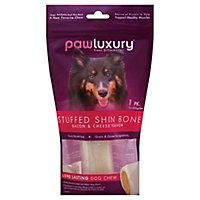 Pawluxury Dog Chew Long Lasting Stuffed Shin Bone Bacon & Cheese Flavor Recipe Pouch - Each - Image 1