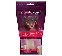 Pawluxury Dog Chew Long Lasting Stuffed Shin Bone Bacon & Cheese Flavor Recipe Pouch - Each