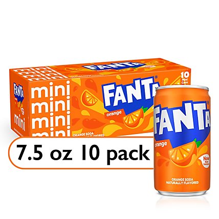 Fanta Soda Pop Orange Flavored Mini Can - 10-7.5 Fl. Oz. - Image 1