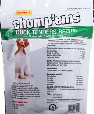 Ruffin It Dog Treats Chompems Homestyle Duck Tender Recipe Pouch - 16 Oz - Image 5