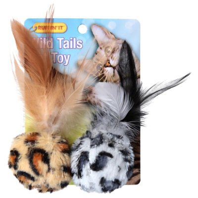 Printed Plush Ball W Feather - 3 Count - Image 2