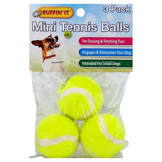 Ruffin It Dog Toy Tennis Ball Mini Bag - 3 Count
