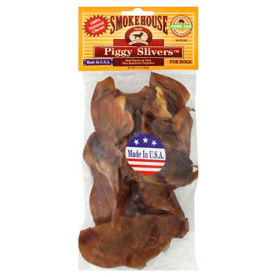 Smokehouse Dog Treats Pork Ears Piggy Silvers - 10 Count