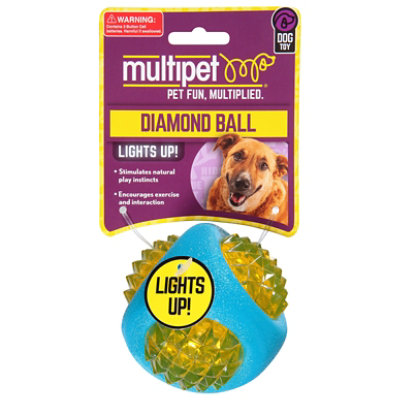 Multipet Dog Toy Doglucent Tpr Dental Diamond Ball - Each