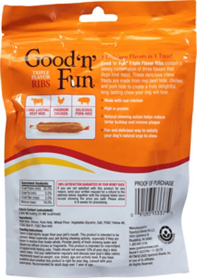 Good ’n’ Fun Triple Flavor Ribs Rawhide For Dogs Bag - 8.4 Oz - Image 4