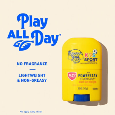 Banana Boat Kids Sport Sunscreen Stick Broad Spectrum SPF 50 - 0.50 Oz - Image 3