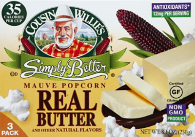 Cousin Willies Sb Real Butter Mw Popcorn 3 Pack - 8.1 Oz - Image 2