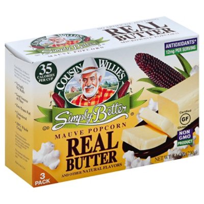 Cousin Willies Sb Real Butter Mw Popcorn 3 Pack - 8.1 Oz - Image 1