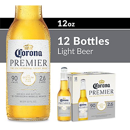 Corona Premier Mexican Lager Light Beer Bottles 4.0% ABV - 12-12 Fl. Oz. - Image 1