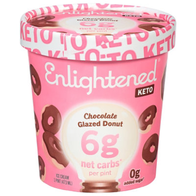 Enlightened Keto Collection Ice Cream Chocolate Doughnut Glazed 1 Pint - 473 Ml