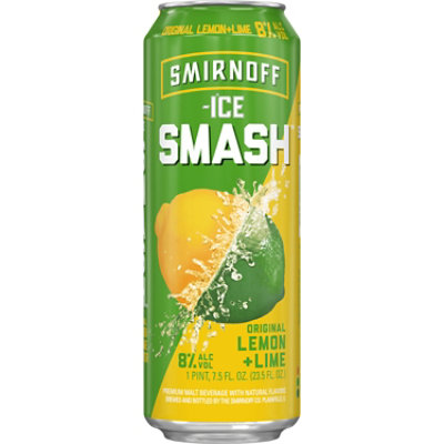 Smirnoff Ice Smash Lemon and Lime 8% ABV Single Can - 23.5 Oz - Image 1