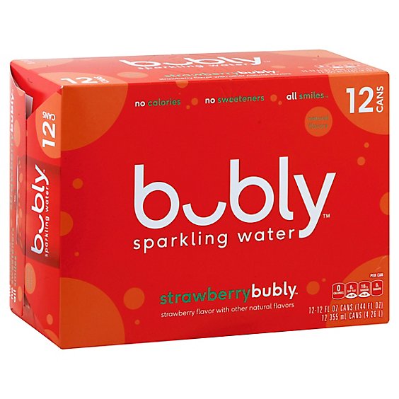 bubly Sparkling Water Strawberry Cans - 12-12 Fl. Oz.
