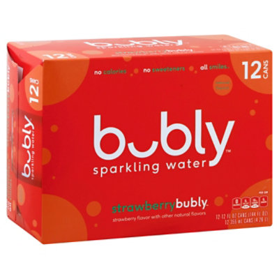 bubly Sparkling Water Strawberry Cans - 12-12 Fl. Oz.