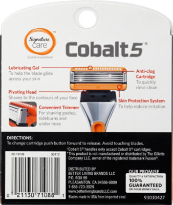 Signature Care Cobalt 5 Razor Cartridges 5 Blade With Trimmer - 4 Count - Image 4