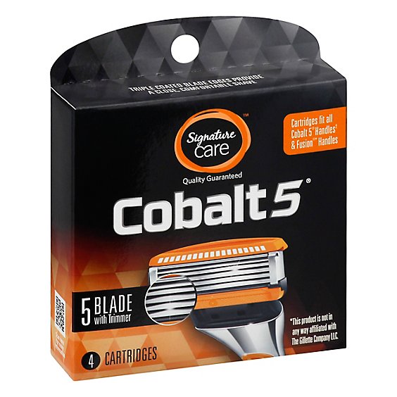 Signature Care Cobalt 5 Razor Cartridges 5 Blade With Trimmer - 4 Count