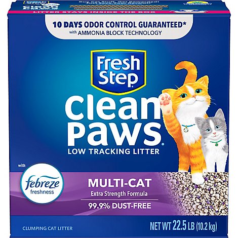 Fresh Step Clean Paws Cat Litter Clumping Multi Cat With Febreze Fresh Scent Box - 22.5 Lb