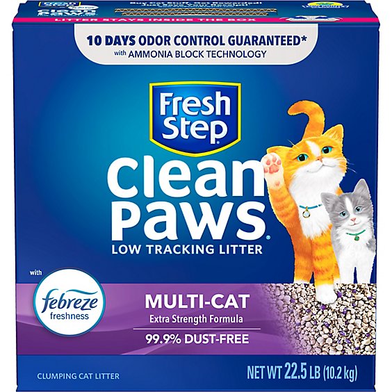 Fresh Step Clean Paws Multicat Scented Clumping Cat Litter With Febreze - 22.5 Lbs