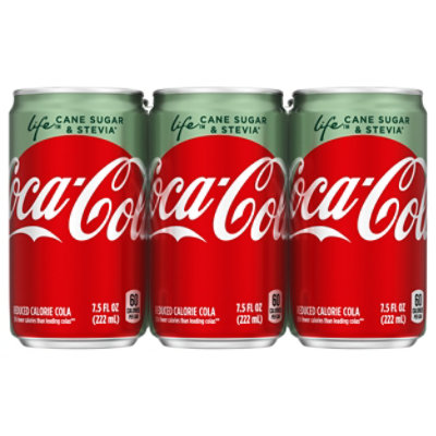 Coca-Cola Soda Pop Life Cola Diet Cane Sugar & Stevia Mini Cans - 6-7.5 Fl. Oz.