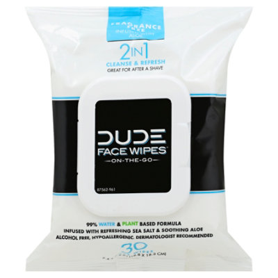 Dude Face Wipes Scntd - 30 Count